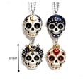 thumbnail image 3 of 4 Pcs Day of the Dead Sugar Skull Hanging Ornaments 3.15 Inch Acrylic Decoration with Bead Chains Halloween and Dia de los Muertos Decor for Door and Tree, 3 of 6