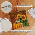 thumbnail image 2 of Set of 4 Fall Pillow Covers 18x18 Inch Thanksgiving Pumpkins Throw Pillows Covers Autumn Harvest Sunflower Decorative Cushion Covers Outdoor Sofa Couch Pillow Cases Fall Decorations (18 by 18), 2 of 5