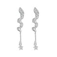 thumbnail image 2 of HYLLai Geometric Spiral Drop Earrings for Women, Shiny Rhinestone Star Design, Lightweight Dangle Jewelry, Gift for Her, Silver, 2 of 9