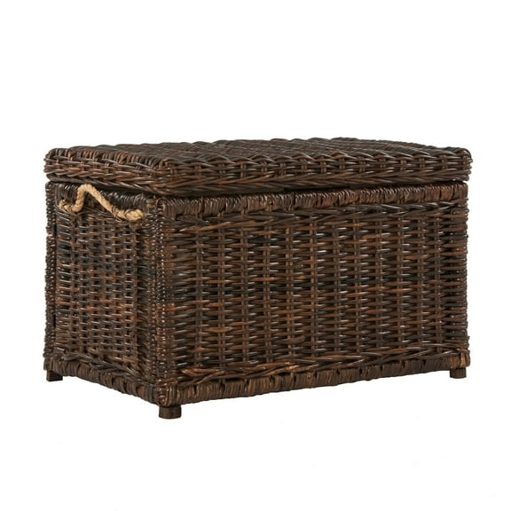 happimess Jacob 30.7" Hand-Woven Wicker Storage Trunk, Brown, HPM9003A