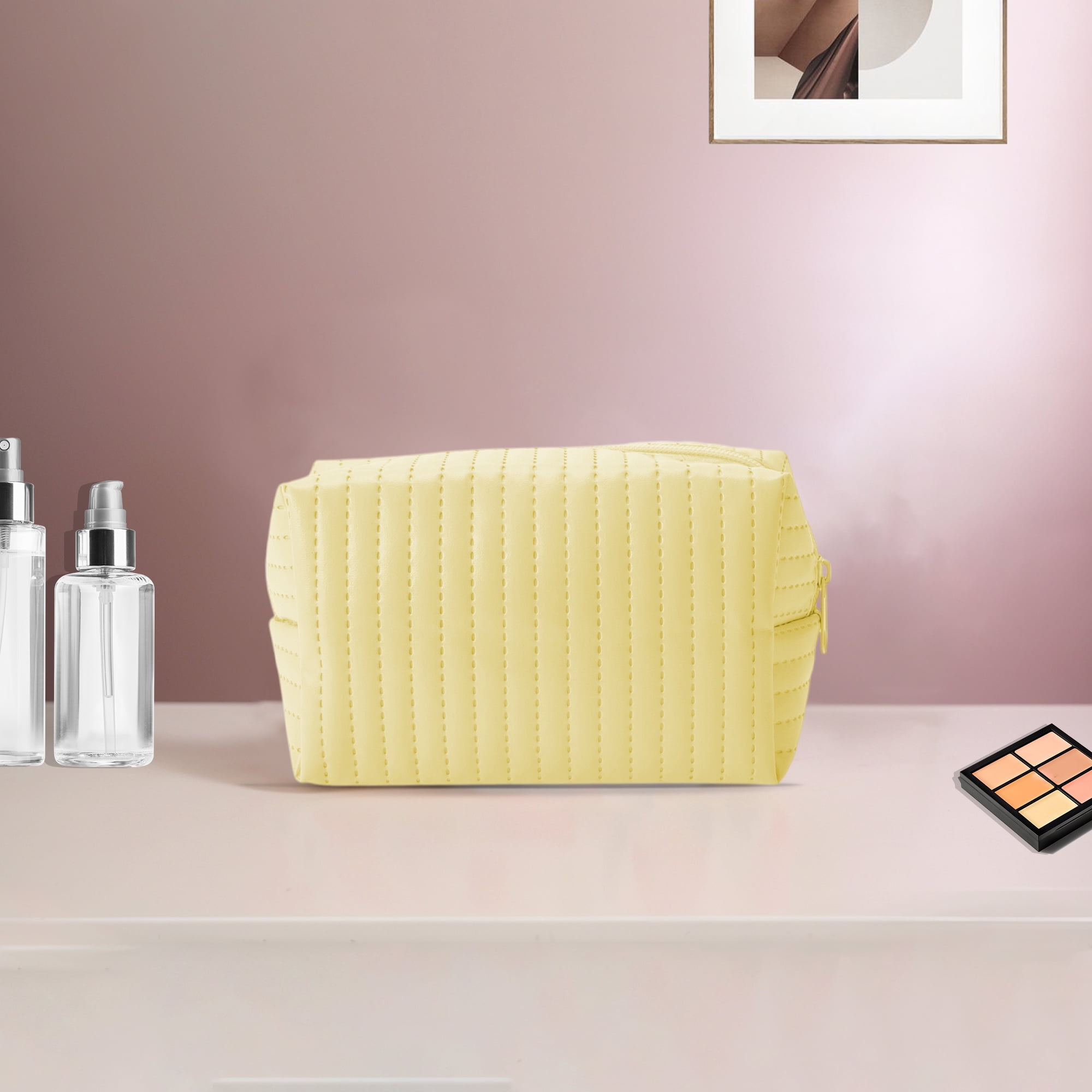 Unique Bargains 1 Pc Simple Square Makeup Bag Yellow