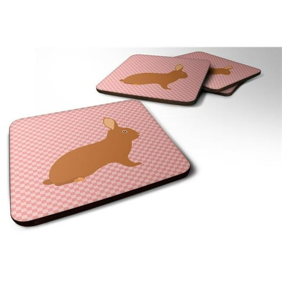Rex Rabbit Pink Check Foam Coaster, Set of 4
