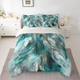 thumbnail image 2 of Manfei Feather 7-Piece Bedding Comforter Set,Modern Art King Bedding Sets,Cyan White Bed Sheets For Teens,Super Cozy Room Decor Reversible, 2 of 8