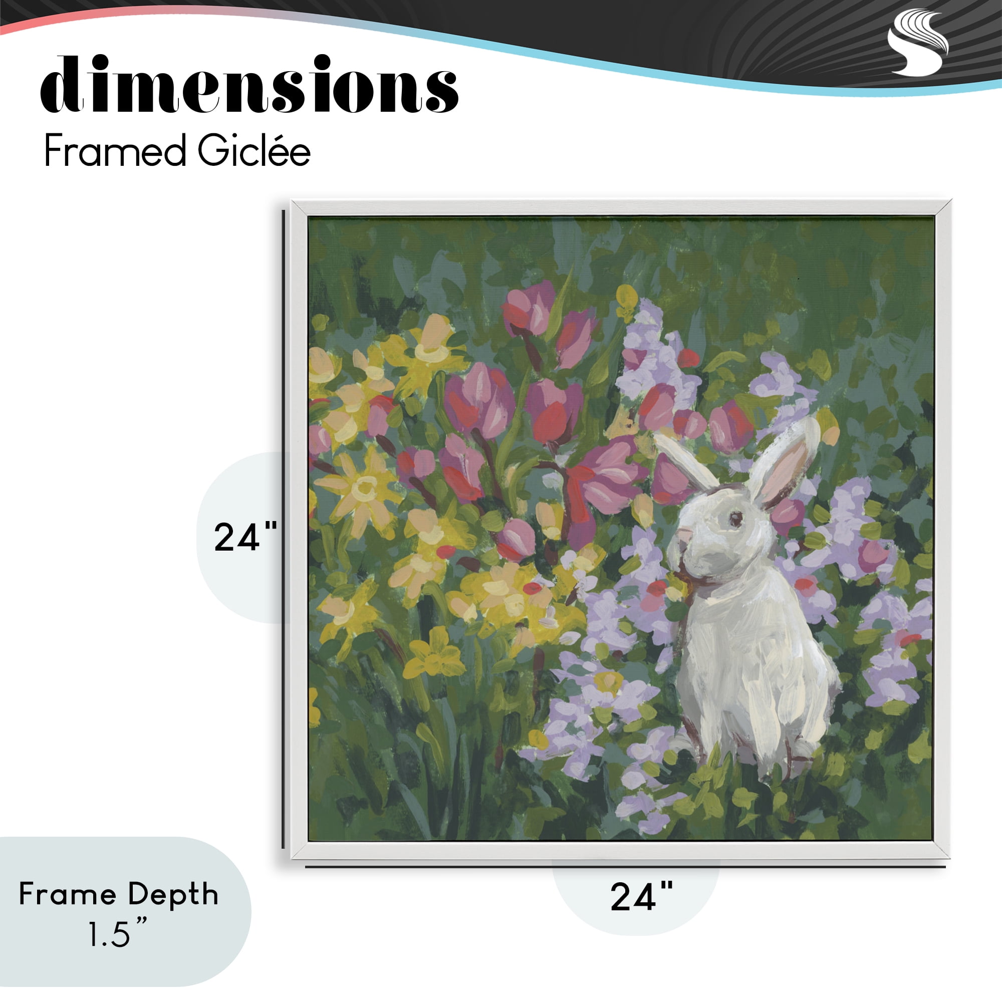 Stupell Industries Botanical Bliss Bunny White Framed Giclee Art, design by June Erica Vess