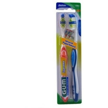 GUM Supreme Medium Advance Plaque Toothbrush Twin Pack Medium 2 Each