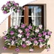 thumbnail image 1 of Colgante de pared de flor de petunia púrpura artificial para decoración de jardín interior y exterior, 65x42 cm, 1 of 8