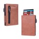 thumbnail image 1 of Estuche antirrobo para tarjetas de crédito Estuche para tarjetas de crédito de aluminio con presión lateral Monedero de cuero de PU, 1 of 6