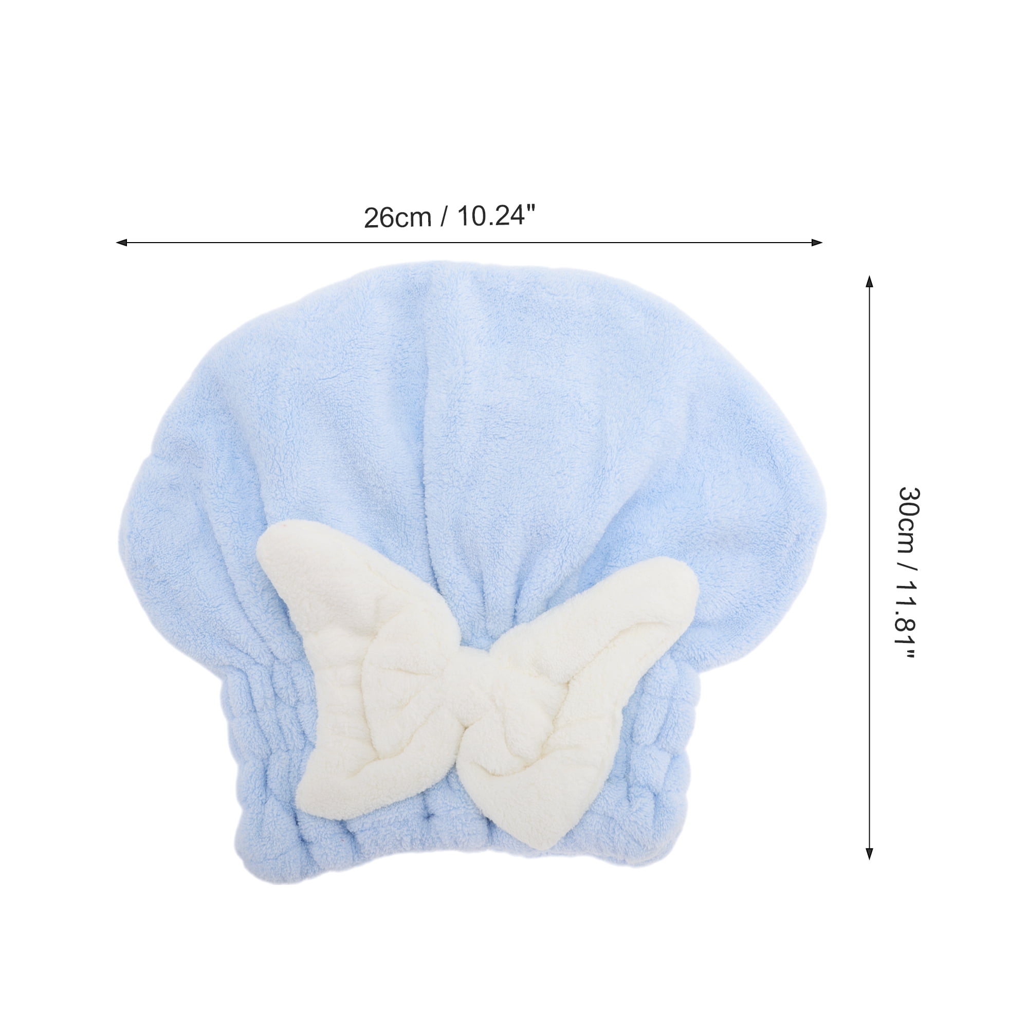 Unique Bargains Water Absorbent Bow Hair Drying Towel for Bathroom Hotel Blue