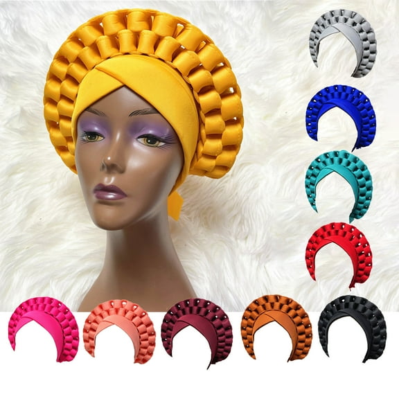 Hevirgo Hat Wide Band Adjustable Soft African Nation Style Turban Hat for Christmas