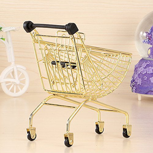 JNSDPOIJGO 1 PC Mini Metal Shopping Cart Supermarket Handcart Trolley Kids Toys for Office Home Novelty Decoration Creative Storage Tools 