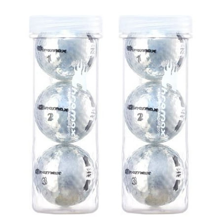 Chromax M5 Metallic High Visibility Silver Golf Balls, 2-Tubes of 3,