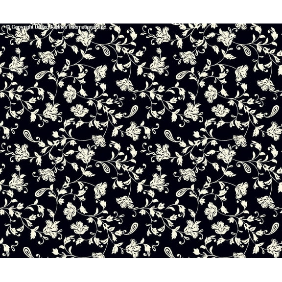 Challis Rayon Printed Dusky, Woven Fabric, Floral Fabric (NAVY/CREAM, ByYard)