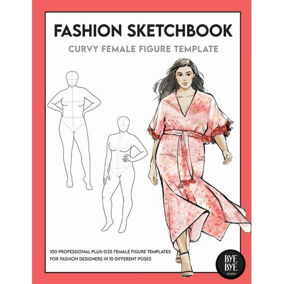 Curvy Female Fashion Figure Template: This professional Fashion Figure Sketchbook contains 200 female Plus-Size figure t, (Paperback)