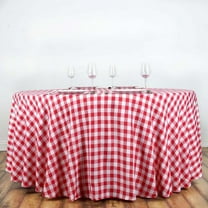 Efavormart 120" Round RED/WHITE Checkered Wholesale Gingham Polyester Linen Picnic Restaurant Dinner Tablecloth