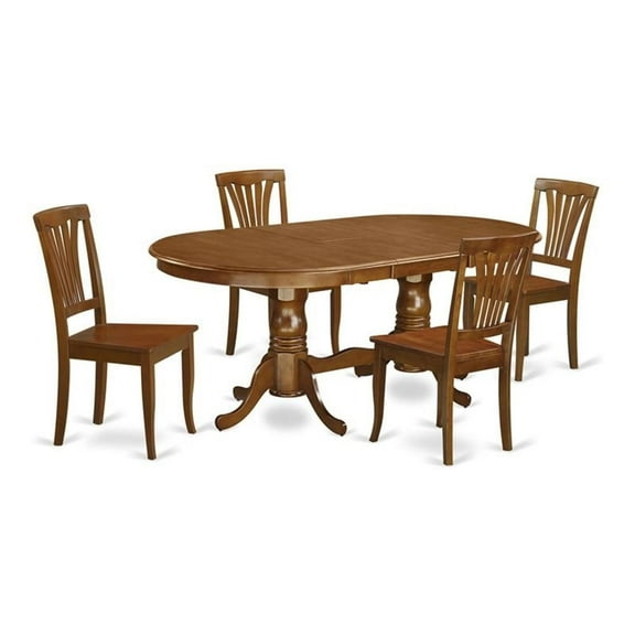 Atlin Designs 5-piece Wood Dining Table Set in Saddle Brown