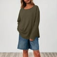 thumbnail image 4 of Sweatshirt for Women Long Sleeve Round Neck Casual Sweatshirt Shirts Fall Pullover Solid Color Tops Army Green,Womens Tops, 4 of 6