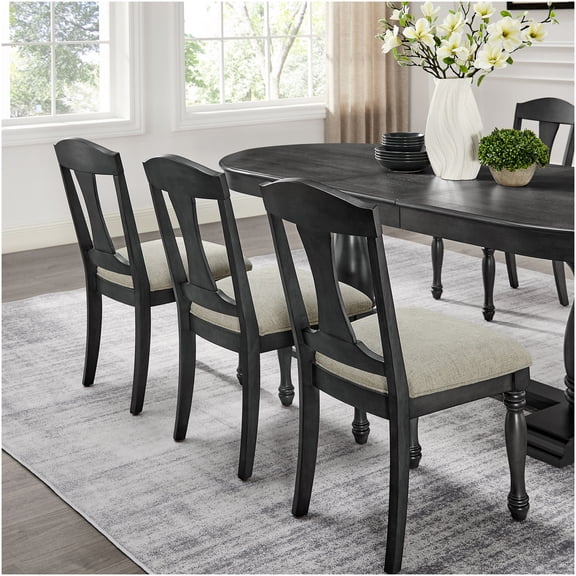 Dark Oak Upholstered Dining Chairs Set of 2, Retro Kitchen Chairs with Solid Wood Frame for Dining Room and Restaurant
