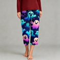 thumbnail image 2 of Zynoxe Womens Capri Pants Lounge Straight Breathable Halloween Printed Elastic Waist Plus Size Trousers with Pockets Trendy Streetwear Pajama Pants, 2 of 5