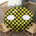 thumbnail image 3 of Yellow and Black Checkered Pattern Round Tablecloth 60"x60",Wrinkle Wipeable Table Cloth for Kitchen Dining Room Picnic Patio Party, 3 of 6