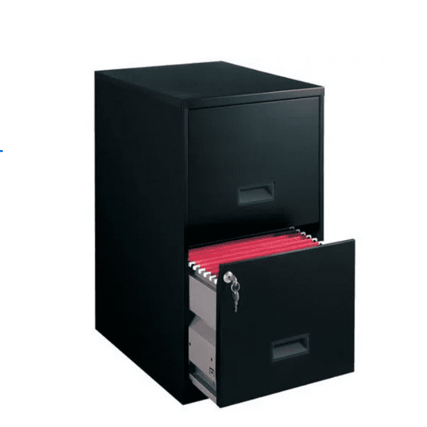 Filing 2Drawer Steel File with Lock, Black