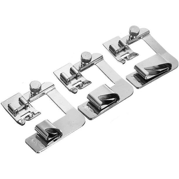 Prensatelas para máquina de coser YONGSHENG con dobladillo enrollado 3 piezas Plateado