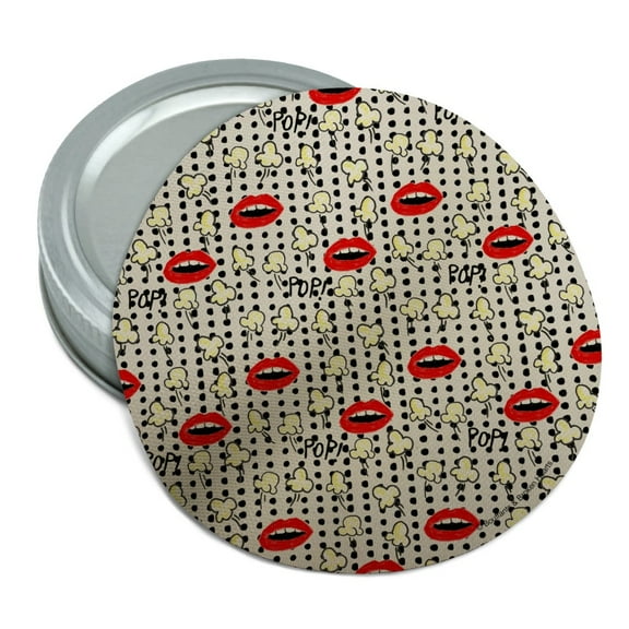 Pop Goes the Popcorn Mouths Lips Pattern Round Rubber Non-Slip Jar Gripper Lid Opener