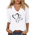 thumbnail image 2 of PNTUTB Women's Valentine's Day 3/4 Sleeve V Neck Comfortable Print Casual Cute Tops Basic Top Pullover, 2 of 5