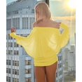 thumbnail image 5 of Women'S Off the Shoulder Dress Long Sleeve Batwing Mini Ruched Sheer Y2K Oversized Casual Streetwear Dress Yellow XL, 5 of 8