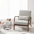 thumbnail image 2 of Costway Set of 2 Accent Chairs Leisure Armchair with Rubber Wood Frame&Lumbar Pillow Gray, 2 of 8