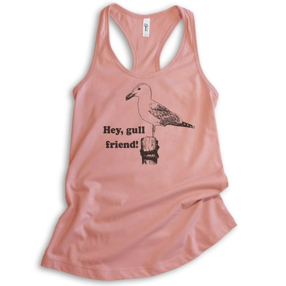 Hey Gull Friend Tank Top, Ladies Racerback Tank Top, Seagull Tank, Beach Tank, Animal Pun Tank, Desert Pink, Small