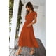 thumbnail image 4 of Vestido PRETTYGARDEN cruzado con escote en V, maxi de verano color rojo talla M, 4 of 7