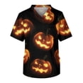 thumbnail image 2 of Domuza Scrubs for Men Top Plus Size V-Neck Short Sleeve Spooky Funny Print Nursing Top Comfort Soft Stretch Medical Workwear with Pockets Earthy Yellow XL, 2 of 4