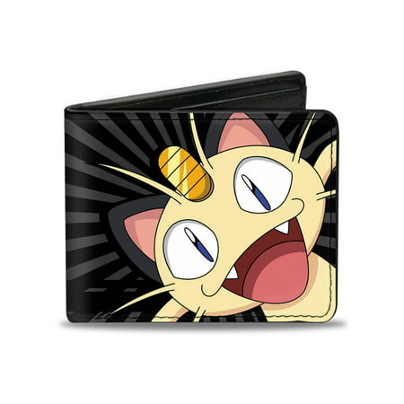 Bi-Fold Wallet Meowth Happy + Laughing Poses Meowth/Rays Black/Gray/Yellow