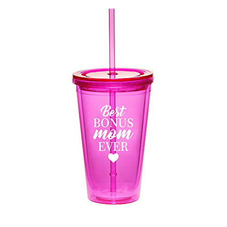 16oz Double Wall Acrylic Tumbler Cup With Straw Best Bonus Mom Ever Step Mom Mother (The Best Boobs Tumblr)