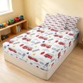 thumbnail image 3 of Erosebridal Fire Truck Zipper Twin Comforter Sets with Fitted Sheet and 2 Pillowcases, Fire Engine Zipper Bedding Set, White Pattern, Polka Dots Reversible, 3 of 7