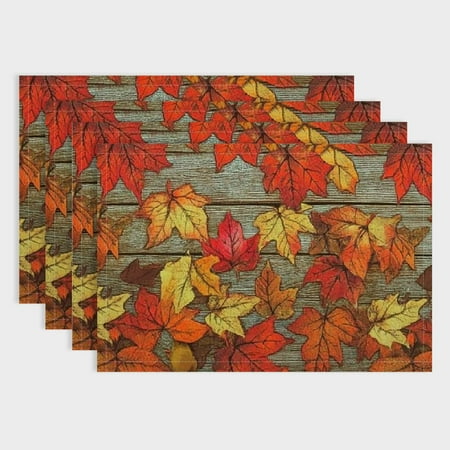 

Pratyus 4pcs Leaves Dining Table Placemats Linen Western Meal Table Pad for Birthday Parties Christmas Restaurants And Buffets Home Decoration 18x12in