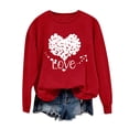 thumbnail image 7 of Women's Valentine's Sweatshirt Heart Letter Print Long Sleeve Crewneck Pullover Top Red M, 7 of 7