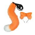 thumbnail image 2 of Runquan Ensemble 2 Pcs Oreilles et Queue en Peluche Faux Longues Queues Accessoire de Fête Cosplay Orange, 2 of 3