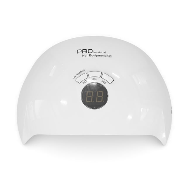 Lámpara LED UV para uñas de 50W con 21 luces, doble fuente de luz y temporizador de 3 niveles (30s, 60s, 99s), modelo LED-X35, enchufe americano.