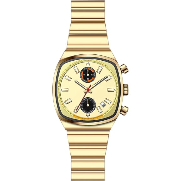 Business Mens Square Quartz Watch, Chronograph Stainless Steel Watch