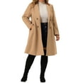 thumbnail image 2 of Agnes Orinda Women's Plus Size Long Coats Notched Lapel Double Breasted Winter Coat with Pockets 1X Khaki, 2 of 8