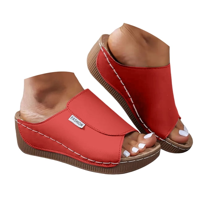 DXOUPM Sandals for Women Wedge Comfortable Breathable Open Toe Casual Beach Summer Sandals