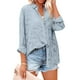 thumbnail image 2 of SAYOO Camisas elegantes para mujer, blusa de gasa con botones de manga larga de jacquard de color puro SAYOO  S M L XL XXL, 2 of 7