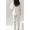 thumbnail image 6 of Cotton Women Pajama Set 2 Pcs Short Sleeve Pullover Top Sleepwear Long PJ Pants, 6 of 7