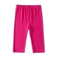 thumbnail image 2 of ZHOGXU Toddler Kids Girls Capri Leggings Elastic Waisted Solid Color Comfortable Stretchy Slim Fit Shorts For Casual Daily Wear,Hot Pink,5-6 Years, 2 of 4