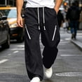 thumbnail image 2 of Hurxie Men's Parachute Sweatpants Y2k Baggy Track Pants Drawstring Wide Leg Casual Trousers Streetwear Black,2XL, 2 of 7