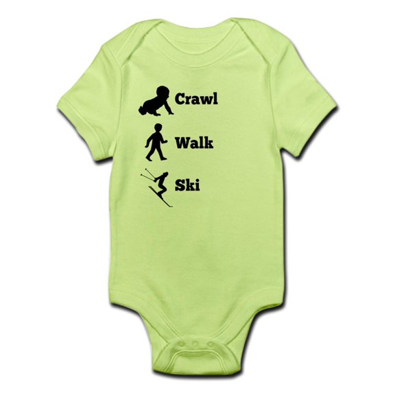 CafePress - Crawl Walk Ski Body Suit - Baby Light Bodysuit