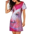 thumbnail image 2 of Logiee Pig Print Nightgowns for Women,Soft Short-Sleeved Lightweight Sleepwear, Loose Sleepshirts, 2 of 6