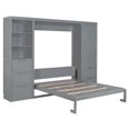 thumbnail image 5 of Queen Size Murphy Bed, Queen Wall Bed with Closet, Drawers and Shelves for Home Office Small Space, No Spring Box Needed, Gray, 5 of 8