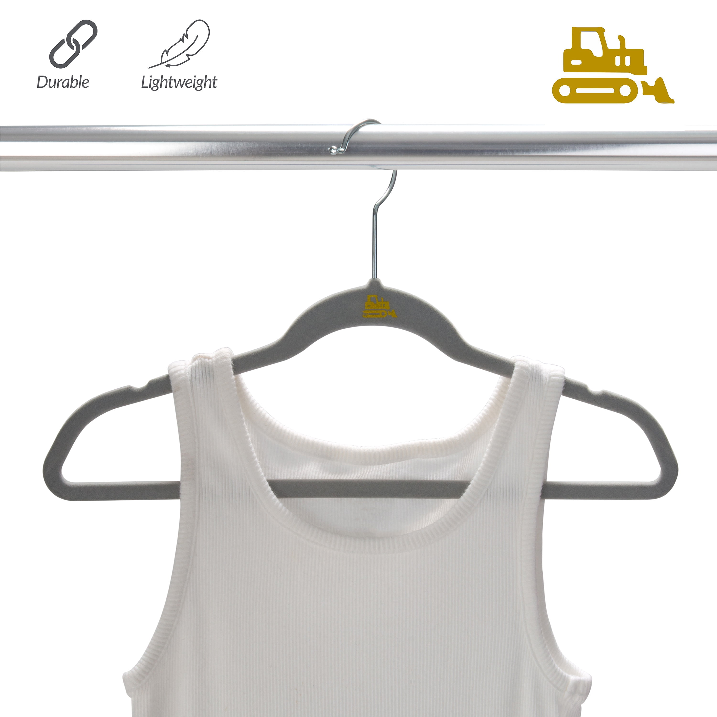 Simplify Kids Velvet Shirt Hangers, 25 Pack, Gray